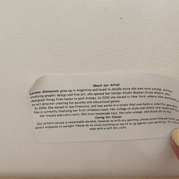 Anthropologie Lorena Siminovich Original Blue Bird Stretched Canvas Painting - Picture 6 of 7